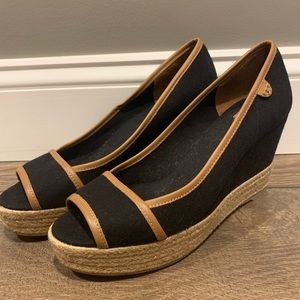 Tory Burch Peep Toe Wedge Espadrille Heels